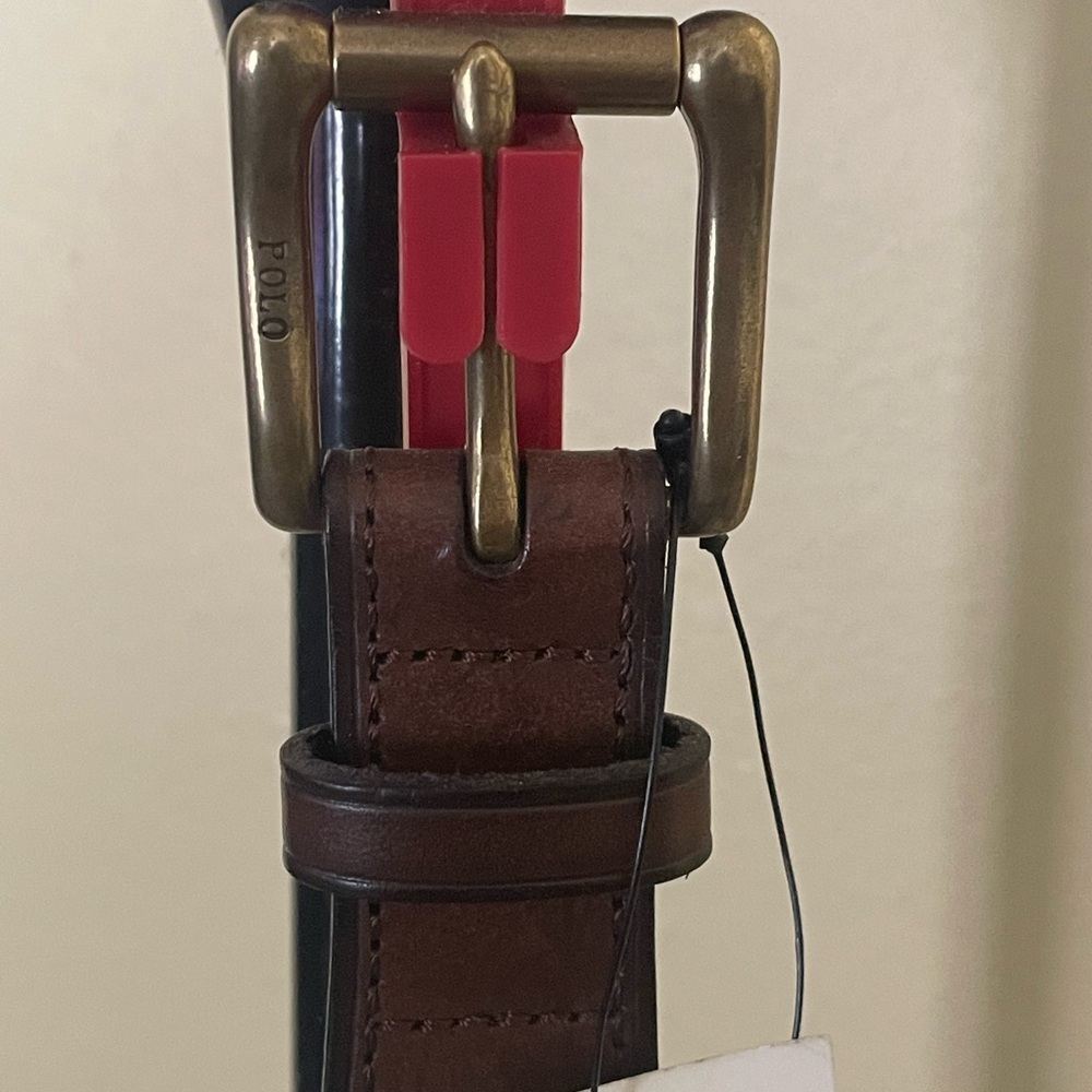Ralph Lauren Tartan belt with leather accents - Picture 4 of 10